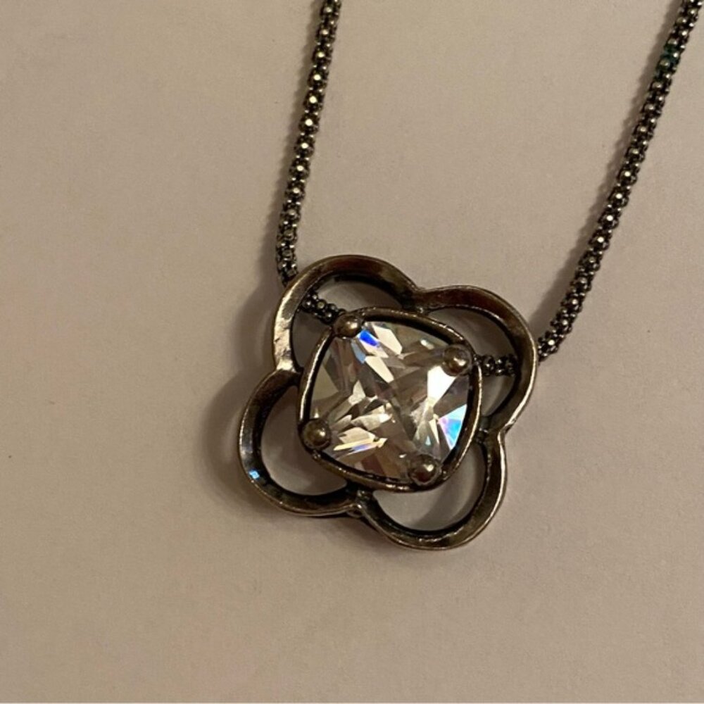 SILPADA NECKLACE STERLING SILVER 925 POPCORN CHAIN 16” CZ FLOWER PENDANT N1411 - Picture 6 of 11